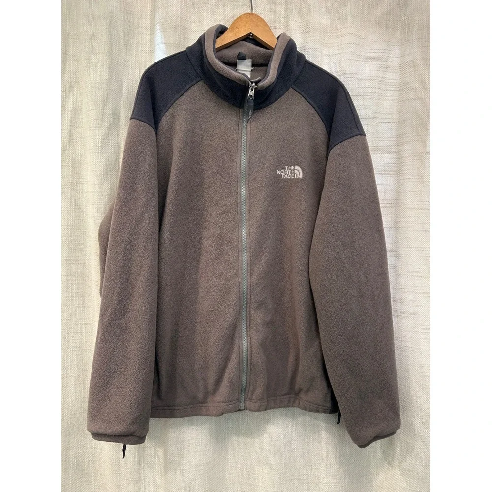 The North Face Mens XL Full Zip Fleece Jacket Coat Greige Color